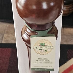 Chef Specialties Wooden Pepper Mill with Silver Accents